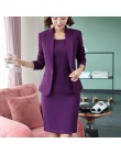 Marynarka strój s damskie ubrania do biura pełna rękaw marynarka Slim + bez rękawów sukienka 2 sztuka zestaw Vestido formalne st