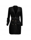 Sexy Lady biuro sukienka kobiety Plus rozmiar Blazer topy z długim rękawem skręcić w dół kołnierz kieszenie kurtka panie Bodycon