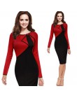 Kobiety eleganckie z falbanką, patchworkowy Peplum Vintage praca biuro Business Party ołówkowa typu bodycon formalny strój z dłu