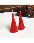 Ręcznie robiony pompon kolczyki 2019 modny czeski pomarańczowy 25 kolorów długie Dangles kolczyki vintage z chwostem dla kobiet 