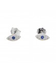 Minimalistyczny evil eye wiszące kolczyki stud 100% 925 prawdziwe srebro betonowa niebieski cz mini koralik kolczyk delicat dain