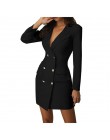 Sexy Lady biuro sukienka kobiety Plus rozmiar Blazer topy z długim rękawem skręcić w dół kołnierz kieszenie kurtka panie Bodycon
