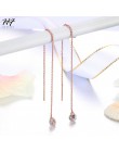 Nowa unikalna linia spadek długie kolczyki dla kobiet różowe złoto kolor 2 carat AAA + Cubic cyrkon kryształ biżuteria HotSale E