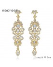 Mecresh srebrny kolor kryształu spadek kolczyki ślubne dla kobiet koreański moda Rhinestone Bridal długie kolczyki biżuteria 201