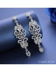 Mecresh srebrny kolor kryształu spadek kolczyki ślubne dla kobiet koreański moda Rhinestone Bridal długie kolczyki biżuteria 201