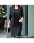Marynarka strój s damskie ubrania do biura pełna rękaw marynarka Slim + bez rękawów sukienka 2 sztuka zestaw Vestido formalne st