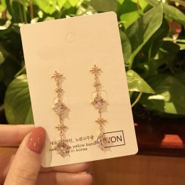 MENGJIQIAO 2019 koreański nowa Moda biżuteria biały kryształ spadek Pendientes Mujer Moda eleganckie kolczyki zwisają