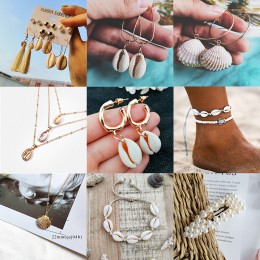 Pearl muszla morze kolczyki dla kobiet złoty kolor Trendy Metal Shell Cowrie komunikat dynda kolczyki 2019 nowa letnia biżuteria