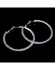BLIJERY Fashion Rhinestone duże koło kolczyki duże kolczyki koła srebrny kolor kryształu okrągła obręcz kolczyki dla kobiet biżu