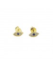 Minimalistyczny evil eye wiszące kolczyki stud 100% 925 prawdziwe srebro betonowa niebieski cz mini koralik kolczyk delicat dain