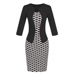 Hxroolrp 2019 nowy styl Hot sprzedaży kobiety Colorblock Plaid nosić do pracy Business Party Bodycon jednoczęściowy Sash sukienk