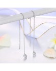 Nowa unikalna linia spadek długie kolczyki dla kobiet różowe złoto kolor 2 carat AAA + Cubic cyrkon kryształ biżuteria HotSale E