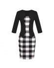 Hxroolrp 2019 nowy styl Hot sprzedaży kobiety Colorblock Plaid nosić do pracy Business Party Bodycon jednoczęściowy Sash sukienk