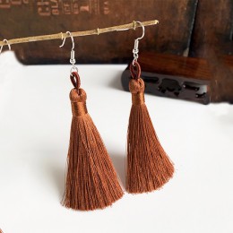 Ręcznie robiony pompon kolczyki 2019 modny czeski pomarańczowy 25 kolorów długie Dangles kolczyki vintage z chwostem dla kobiet 
