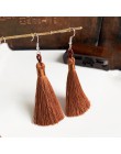 Ręcznie robiony pompon kolczyki 2019 modny czeski pomarańczowy 25 kolorów długie Dangles kolczyki vintage z chwostem dla kobiet 