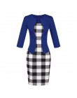 Hxroolrp 2019 nowy styl Hot sprzedaży kobiety Colorblock Plaid nosić do pracy Business Party Bodycon jednoczęściowy Sash sukienk
