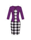 Hxroolrp 2019 nowy styl Hot sprzedaży kobiety Colorblock Plaid nosić do pracy Business Party Bodycon jednoczęściowy Sash sukienk