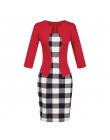 Hxroolrp 2019 nowy styl Hot sprzedaży kobiety Colorblock Plaid nosić do pracy Business Party Bodycon jednoczęściowy Sash sukienk