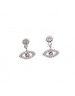Minimalistyczny evil eye wiszące kolczyki stud 100% 925 prawdziwe srebro betonowa niebieski cz mini koralik kolczyk delicat dain