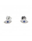 Minimalistyczny evil eye wiszące kolczyki stud 100% 925 prawdziwe srebro betonowa niebieski cz mini koralik kolczyk delicat dain