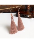 Ręcznie robiony pompon kolczyki 2019 modny czeski pomarańczowy 25 kolorów długie Dangles kolczyki vintage z chwostem dla kobiet 