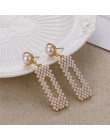 Elegancka perła kolczyki dla kobiet złoto geometryczne długie Tassel dynda kolczyki 2019 romantyczny Wedding Party biżuteria pre
