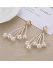 Elegancka perła kolczyki dla kobiet złoto geometryczne długie Tassel dynda kolczyki 2019 romantyczny Wedding Party biżuteria pre