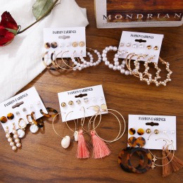 2019 Vintage Pearl Twist Big Circle zestaw kolczyków dla kobiet moda geometryczna imitacja kryształowe kolczyki z perłami biżute