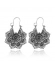 Docona Vintage Mandala Flower Drop dynda kolczyki dla kobiet dziewczyna Tribal Hollow kwiatowy wisiorek kolczyki Pendientes 5123