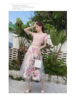 Wysokiej jakości kobiety nieregularne T Shirt + siatkowe spódniczki garsonki Bowknot jednolite topy vintage, w kwiaty komplety s
