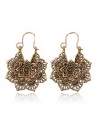 Docona Vintage Mandala Flower Drop dynda kolczyki dla kobiet dziewczyna Tribal Hollow kwiatowy wisiorek kolczyki Pendientes 5123