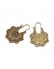 Docona Vintage Mandala Flower Drop dynda kolczyki dla kobiet dziewczyna Tribal Hollow kwiatowy wisiorek kolczyki Pendientes 5123