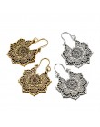 Docona Vintage Mandala Flower Drop dynda kolczyki dla kobiet dziewczyna Tribal Hollow kwiatowy wisiorek kolczyki Pendientes 5123