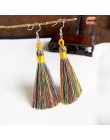 Ręcznie robiony pompon kolczyki 2019 modny czeski pomarańczowy 25 kolorów długie Dangles kolczyki vintage z chwostem dla kobiet 