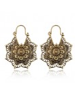 Docona Vintage Mandala Flower Drop dynda kolczyki dla kobiet dziewczyna Tribal Hollow kwiatowy wisiorek kolczyki Pendientes 5123