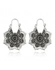 Docona Vintage Mandala Flower Drop dynda kolczyki dla kobiet dziewczyna Tribal Hollow kwiatowy wisiorek kolczyki Pendientes 5123