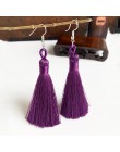 Ręcznie robiony pompon kolczyki 2019 modny czeski pomarańczowy 25 kolorów długie Dangles kolczyki vintage z chwostem dla kobiet 