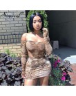 Simenual seksowny gorący nadruk węża pasujący zestaw damski Off Shoulder Fashion 2019 dwuczęściowe stroje z długim rękawem body 