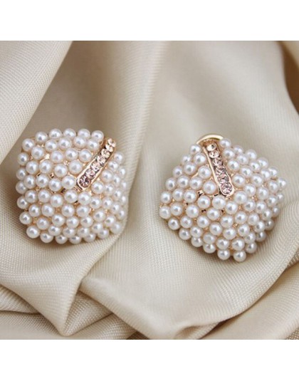 Nowa biżuteria kryształ Rhinestone perła kolczyk na wtyk kolczyki dla kobiet w stylu Vintage kolczyki prezenty dla kobiet Lady d