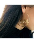 IngeSight.Z Punk hiperbola duże koło Z Baby Femme list osobowość Hoop kolczyki kobiety moda biżuteria Oorbellen kobieta