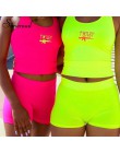 Simenual wyszywane litery 2 sztuka zestaw kobiet dorywczo Neon kolor dresy lato Crop Top w stylu Streetwear i zestawy z krótkimi