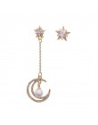 Crystal Vintage Star kobiety Dangle kolczyki asymetryczna gwiazda dziewczyna z długimi kolczykami dla kobiet kolczyki wiszące ko