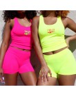 Simenual wyszywane litery 2 sztuka zestaw kobiet dorywczo Neon kolor dresy lato Crop Top w stylu Streetwear i zestawy z krótkimi
