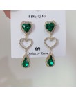 MENGJIQIAO nowy koreański błyszczące serce kryształowe kolczyki dla kobiet moda obudowa Rhinestone Boucle D'oreille Party Jewele