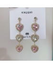 MENGJIQIAO nowy koreański błyszczące serce kryształowe kolczyki dla kobiet moda obudowa Rhinestone Boucle D'oreille Party Jewele
