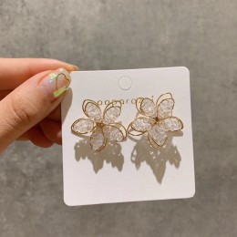 MENGJIQIAO koreański New Arrival słodki kryształ wakacje kolczyki sztyfty z kwiatem dla kobiet moda elegancki Oorbellen Bijoux P