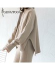 Genayoa Winter dres 2 sztuka Pant garnitury dla kobiet dzianiny z długim rękawem dwuczęściowy zestaw topy i spodnie kobiety garn