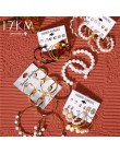 17KM Oversize kolczyki zestaw Pearl Hoop kolczyki dla kobiet złoty Twist kolczyk 2020 Brincos Big Circle Leopard biżuteria