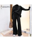 Genayoa Winter dres 2 sztuka Pant garnitury dla kobiet dzianiny z długim rękawem dwuczęściowy zestaw topy i spodnie kobiety garn