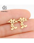 FENGLI Mickey kolczyki ze złotym sztyftem Cute Animal Mouse kolczyk Cartoon dzieci Lady biżuteria akcesoria ze stali nierdzewnej